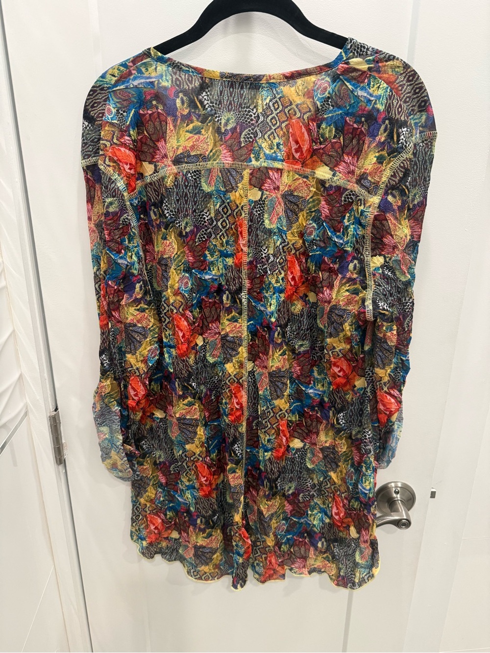 SNO SKINS Multicolor Floral Sheer Button Tunic - Red Blue Yellow Green - Picture 5 of 5